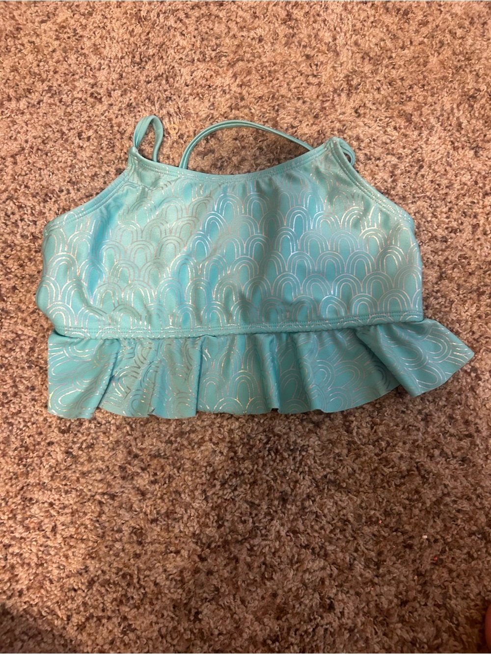 Girls mermaid bikini top cat and jack size large 10/12 summer swimming like new